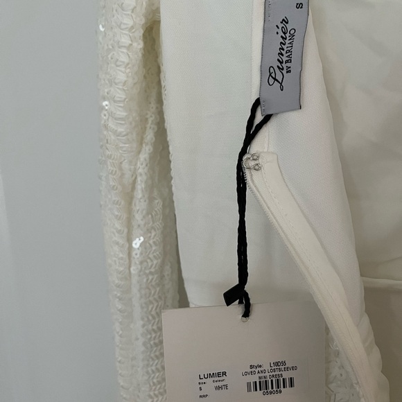 Lumier By Bariano long sleeve sequin dress sz. S white NWT - Picture 5 of 6